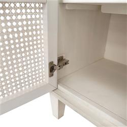 Gabriel Coastal Beach White Acacia Wood Woven Rattan Sideboard - 109"|