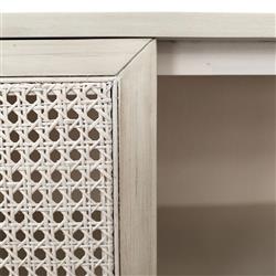 Gabriel Coastal Beach White Acacia Wood Woven Rattan Sideboard - 109"|