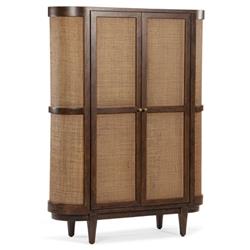 Daphne Mid Century Dark Acacia Wood Woven Cane Rattan Bookcase|