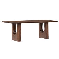 Eric Rustic Lodge Brown Oak Wood Double Pedestal Rectangular Dining Table - 86"W|