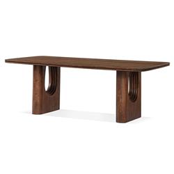 Eric Rustic Lodge Brown Oak Wood Double Pedestal Rectangular Dining Table - 86"W|
