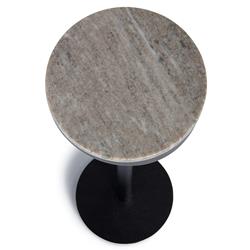Freya Industrial Loft Cream Marble Black Steel Drink Side Table|