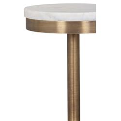 Freya Industrial Loft Cream Marble Antique Brass Steel Drink Side Table|