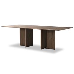 Lana Mid Century Brown Oak Top Black Iron Base Rectangular Dining Table - 94"W|