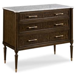 Melrose French Country White Marble Mink Brown Wood Bachelor Chest|