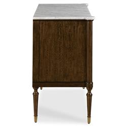 Melrose French Country White Marble Mink Brown Wood Bachelor Chest|