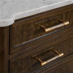 Melrose French Country White Marble Mink Brown Wood Bachelor Chest|