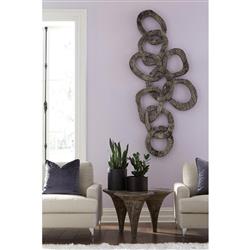 Kalina Modern Classic Grey Chamcha Wood Chain Wall Sculpture|