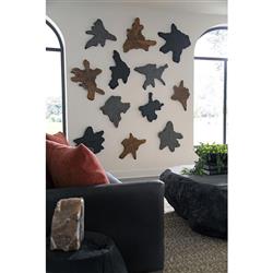 Marcello Rustic Dark Grey Teak Wood Slice Wall Sculpture|