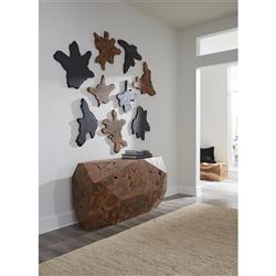 Marcello Rustic Lodge Natural Teak Wood Slice Wall Sculpture|