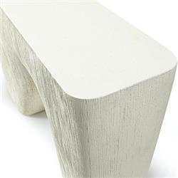 Palecek Rowan Coastal Beach White Textured Stonecast Outdoor Console Table|