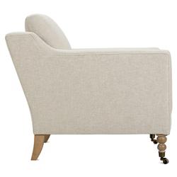 Madeline Straw Performance Washed Oak Brass Casters Arm Chair|