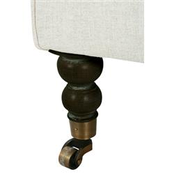 Madeline French Cream Performance Chocolate Wood Brass Caster Arm Chair|