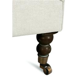 Madeline French Cream Performance Chocolate Wood Brass Caster Arm Chair|