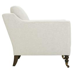 Madeline French Cream Performance Chocolate Wood Brass Caster Arm Chair|