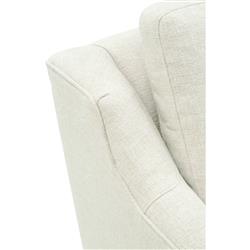 Madeline French Cream Performance Chocolate Wood Brass Caster Arm Chair|