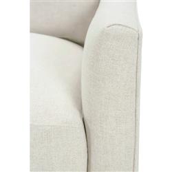 Madeline French Cream Performance Chocolate Wood Brass Caster Arm Chair|