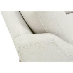 Madeline French Cream Performance Chocolate Wood Brass Caster Arm Chair|