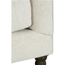 Madeline French Cream Performance Chocolate Wood Brass Caster Arm Chair|