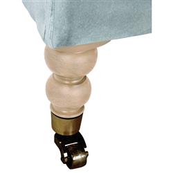 Madeline French Blue Performance Washed Oak Brass Casters Arm Chair|