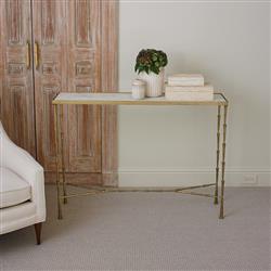 Malachi Hollywood Regency Brass Plated Iron Spike Marble Console|