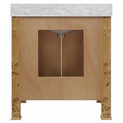 Worlds Away Blanche Modern Classic White Marble Burl Wood Vanity Sink - 31"|