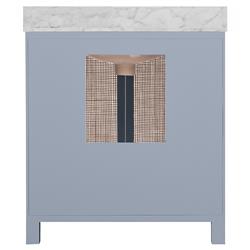 Worlds Away Boyd Coastal White Marble Cane Blue Wood Vanity Sink - 31"|