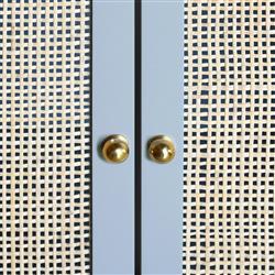 Worlds Away Boyd Coastal White Marble Cane Blue Wood Vanity Sink - 31"|