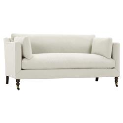 Madeline French Cream Performance Brown Wood Brass Casters Sofa - 71"W|