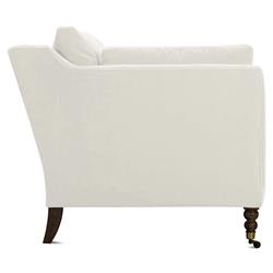 Madeline French Cream Performance Brown Wood Brass Casters Sofa - 71"W|