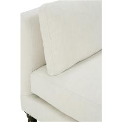 Madeline French Cream Performance Brown Wood Brass Casters Sofa - 71"W|