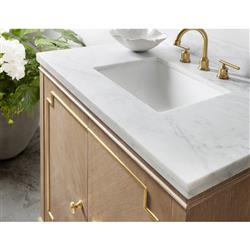 Natasha Modern Classic White Marble Brown Oak Wood Vanity Sink - 36"|