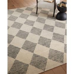 Kaelith French Country Beige Wool Diamond Patterned Rug - 5'x7'6"|