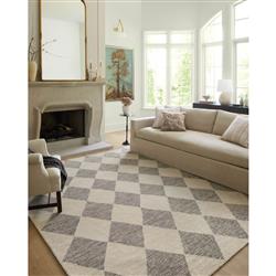 Kaelith French Country Beige Wool Diamond Patterned Rug - 5'x7'6"|