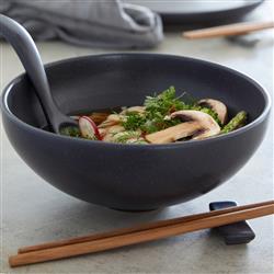 Pacifica Modern Classic Seed Grey Stoneware 3 Piece Ramen Bowl Set|