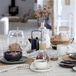 Pacifica Modern Classic Vanilla Stoneware Tea Cup and Saucer|