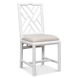 Grace French Country Beige Upholstered Linen White Oak Dining Side Chair|