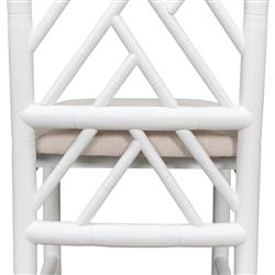 Grace French Country Beige Upholstered Linen White Oak Dining Side Chair|