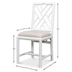 Grace French Country Beige Upholstered Linen White Oak Dining Side Chair|