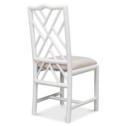Grace French Country Beige Upholstered Linen White Oak Dining Side Chair|