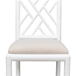 Grace French Country Beige Upholstered Linen White Oak Dining Side Chair|
