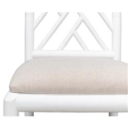 Grace French Country Beige Upholstered Linen White Oak Dining Side Chair|