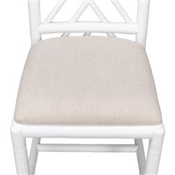 Grace French Country Beige Upholstered Linen White Oak Dining Side Chair|