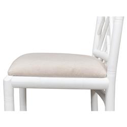 Grace French Country Beige Upholstered Linen White Oak Dining Side Chair|