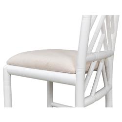 Grace French Country Beige Upholstered Linen White Oak Dining Side Chair|