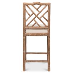 Grace Coastal Beach Beige Upholstered Linen Whitewash Ash Wood Counter Stool|