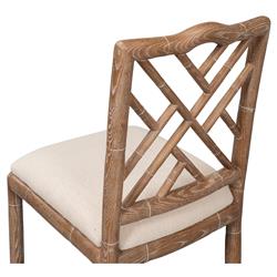 Grace Coastal Beach Beige Upholstered Linen Whitewash Ash Wood Counter Stool|