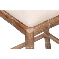 Grace Coastal Beach Beige Upholstered Linen Whitewash Ash Wood Counter Stool|