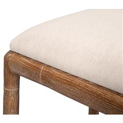 Grace Coastal Beach Beige Upholstered Linen Whitewash Ash Wood Counter Stool|
