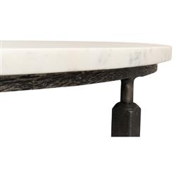 Elise French Country White Marble Black Iron Round Coffee Table|